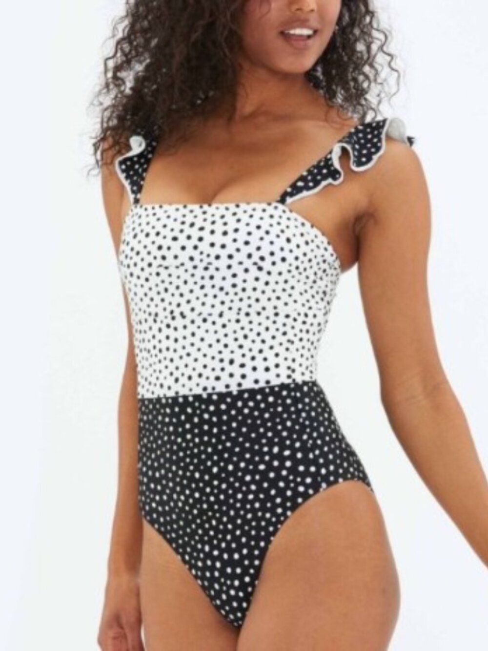 Summersalt Brand Women's Size 10 Ruffle Oasis Swimsuit Black & White Print